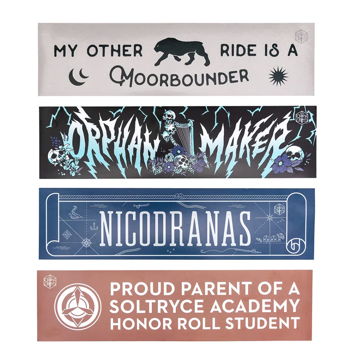 Critical Role Mighty Nein Bumper Sticker 4-Pack Set